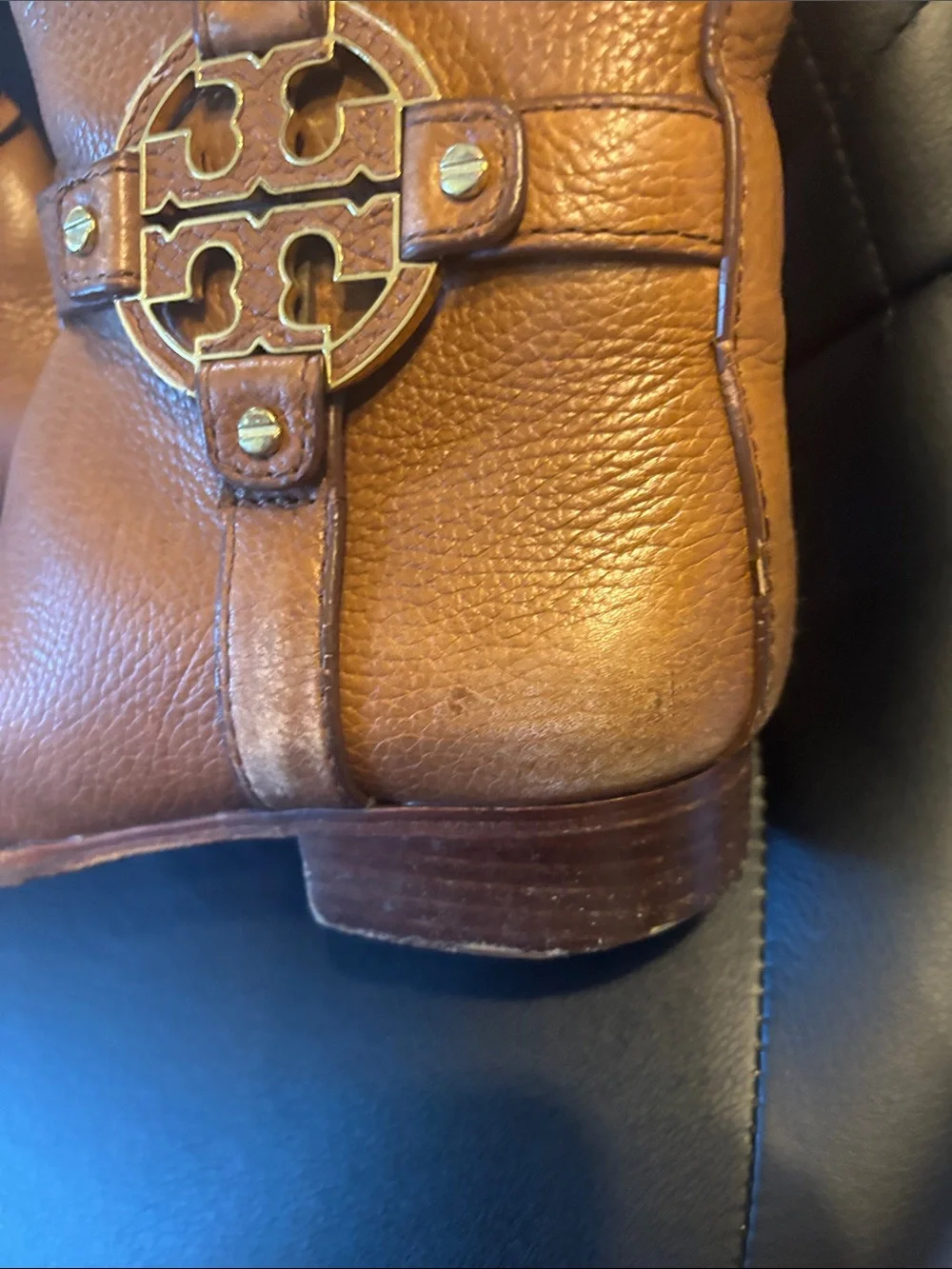 Tory Burch Amanda Cognac Leather Tall Riding Boots